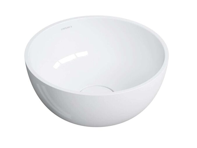 OMNIRES Shell M+ Umyvadlo na desku, průměr 35 cm, bez přepadu, bez otvoru pro baterii, bílá