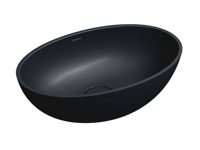 OMNIRES Shell M+ Umyvadlo na desku 50x32 cm, bez přepadu, bez otvoru pro baterii, matná černá
