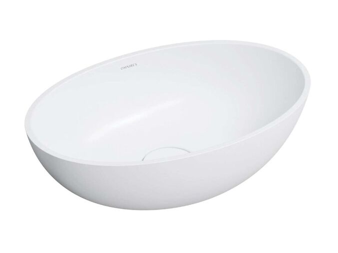 OMNIRES Shell M+ Umyvadlo na desku 50x32 cm, bez přepadu, bez otvoru pro baterii, matná bílá