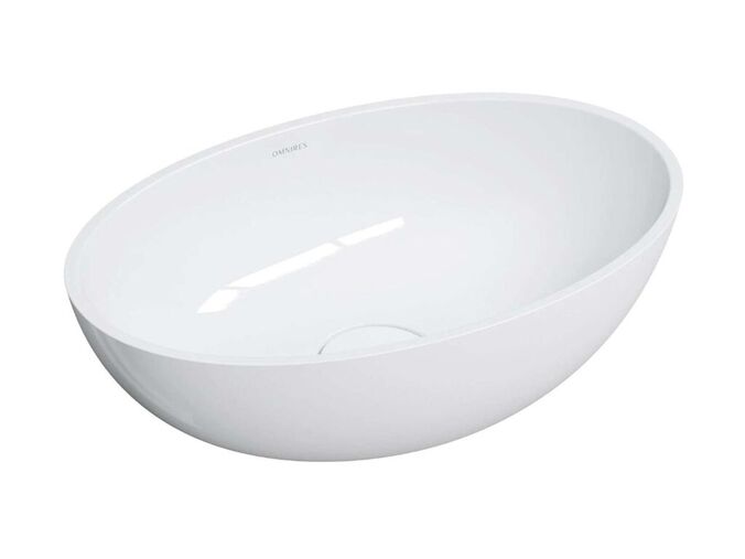 OMNIRES Shell M+ Umyvadlo na desku 50x32 cm, bez přepadu, bez otvoru pro baterii, bílá