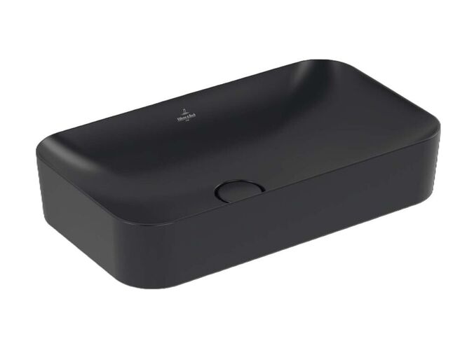 Villeroy & Boch Finion Umyvadlo na desku 60x35 cm, bez přepadu, bez otvoru pro baterii, CeramicPlus, Pure Black