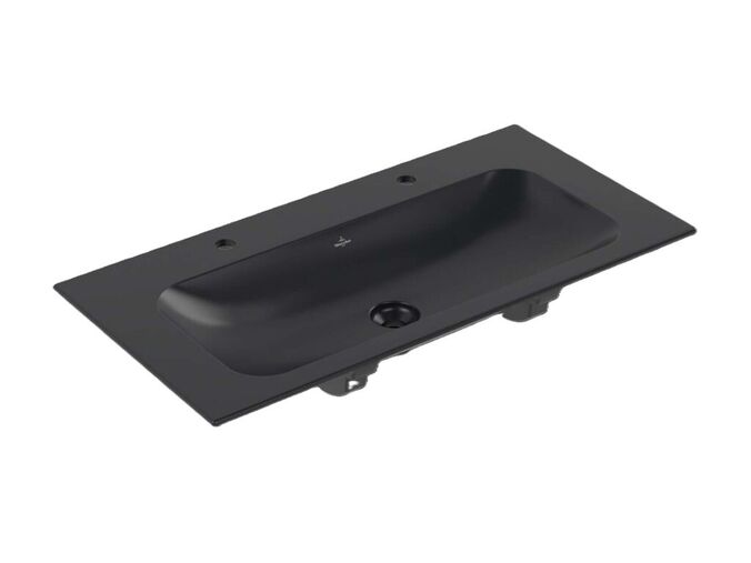 Villeroy & Boch Finion Dvojumyvadlo nábytkové 100x50 cm, bez přepadu, 2 otvory pro baterie, CeramicPlus, Pure Black