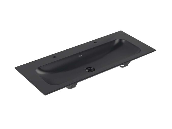 Villeroy & Boch Finion Dvojumyvadlo nábytkové 120x50 cm, bez přepadu, 2 otvory pro baterie, CeramicPlus, Pure Black