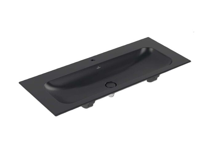 Villeroy & Boch Finion Umyvadlo nábytkové 120x50 cm, skrytý přepad, otvor pro baterii, CeramicPlus, ViFlow, Pure Black
