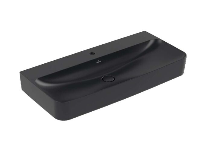 Villeroy & Boch Finion Umyvadlo 100x47 cm, skrytý přepad, otvor pro baterii, CeramicPlus, Pure Black