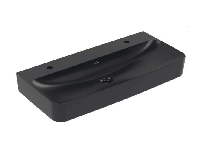 Villeroy & Boch Finion Dvojumyvadlo 100x47 cm, bez přepadu, 2 otvory pro baterie, CeramicPlus, Pure Black