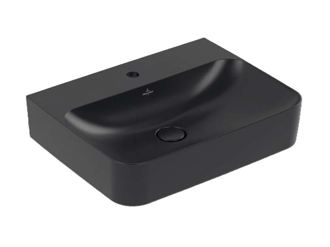 Villeroy & Boch Finion Umyvadlo 60x47 cm, skrytý přepad, otvor pro baterii, CeramicPlus, Pure Black