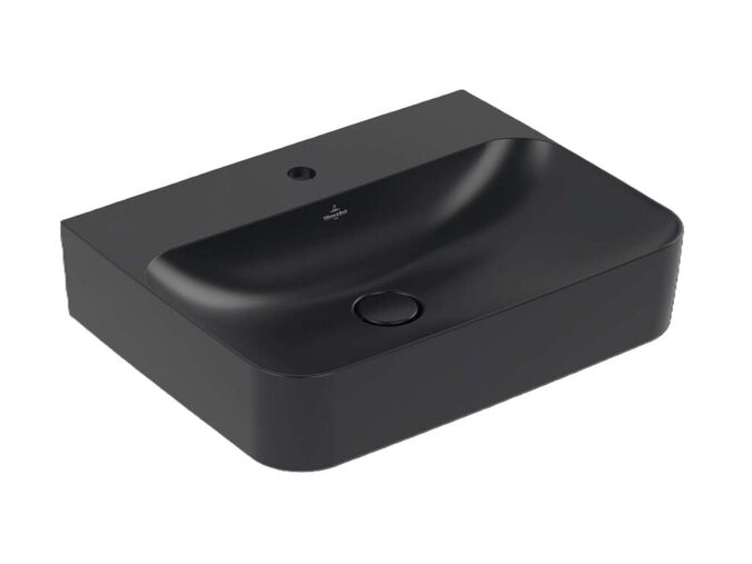 Villeroy & Boch Finion Umyvadlo 60x47 cm, bez přepadu, otvor pro baterii, CeramicPlus, Pure Black