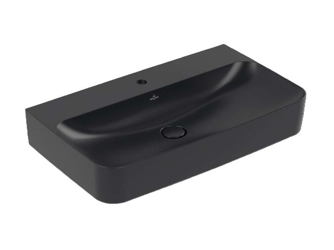 Villeroy & Boch Finion Umyvadlo 80x47 cm, skrytý přepad, otvor pro baterii, CeramicPlus, Pure Black