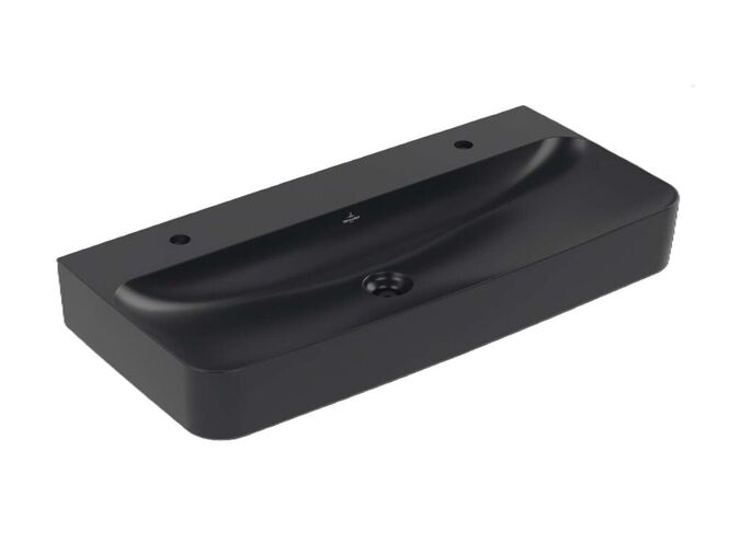 Villeroy & Boch Finion Dvojumyvadlo 100x47 cm, bez přepadu, 2 otvory pro baterie, CeramicPlus, Pure Black