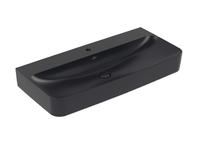Villeroy & Boch Finion Umyvadlo 100x47 cm, skrytý přepad, otvor pro baterii, CeramicPlus, Pure Black