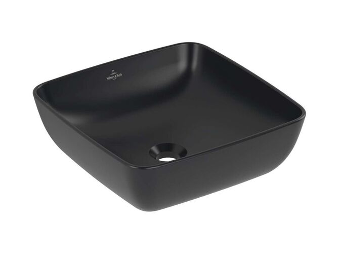 Villeroy & Boch Artis Umyvadlo na desku 41x41 cm, bez přepadu, bez otvoru pro baterii, CeramicPlus, Pure Black
