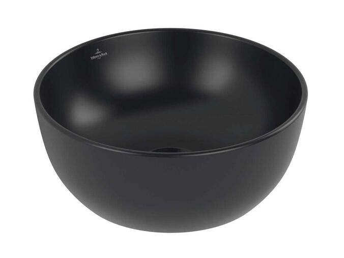 Villeroy & Boch Artis Umývátko na desku, průměr 33 cm, bez přepadu, bez otvoru pro baterii, CeramicPlus, Pure Black