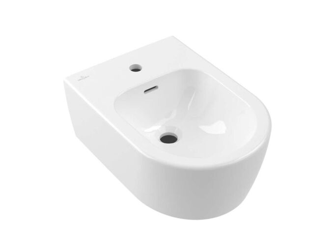 Villeroy & Boch Skyla Závěsný bidet 530x370 mm, s přepadem, otvor pro baterii, CeramicPlus, alpská bílá
