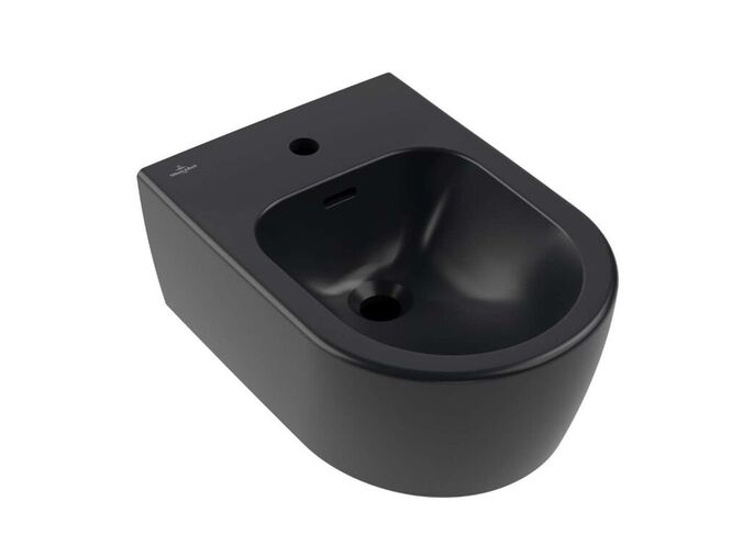 Villeroy & Boch Skyla Závěsný bidet 530x370 mm, s přepadem, otvor pro baterii, CeramicPlus, Pure Black