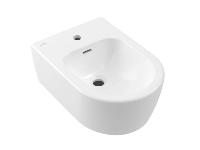 Villeroy & Boch Skyla Závěsný bidet 530x370 mm, s přepadem, otvor pro baterii, CeramicPlus, Stone White