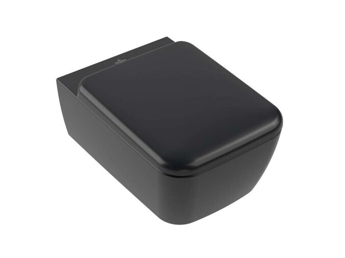 Villeroy & Boch Skyla Závěsné WC se sedátkem SoftClosing, TwistFlush, DirectFlush, CeramicPlus, Pure Black