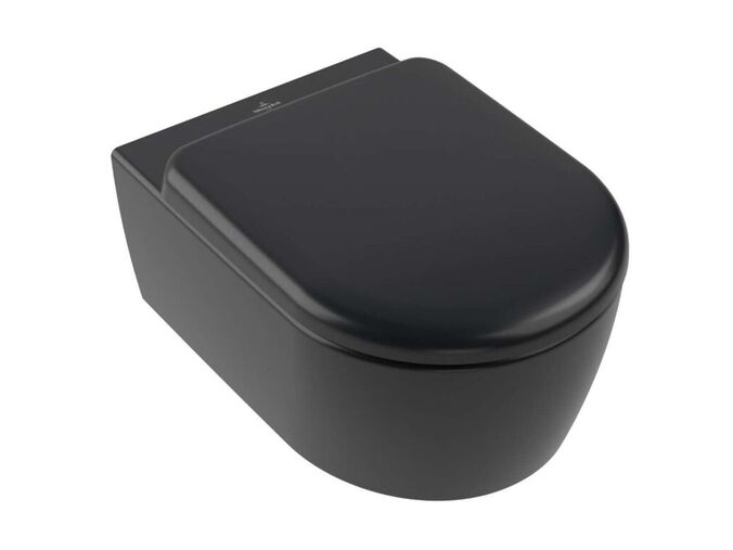 Villeroy & Boch Skyla Závěsné WC se sedátkem SoftClosing, TwistFlush, DirectFlush, CeramicPlus, Pure Black