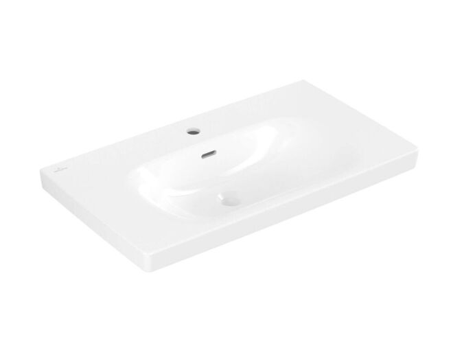 Villeroy & Boch Skyla Umyvadlo 80x46 cm, s přepadem, otvor pro baterii, CeramicPlus, Stone White