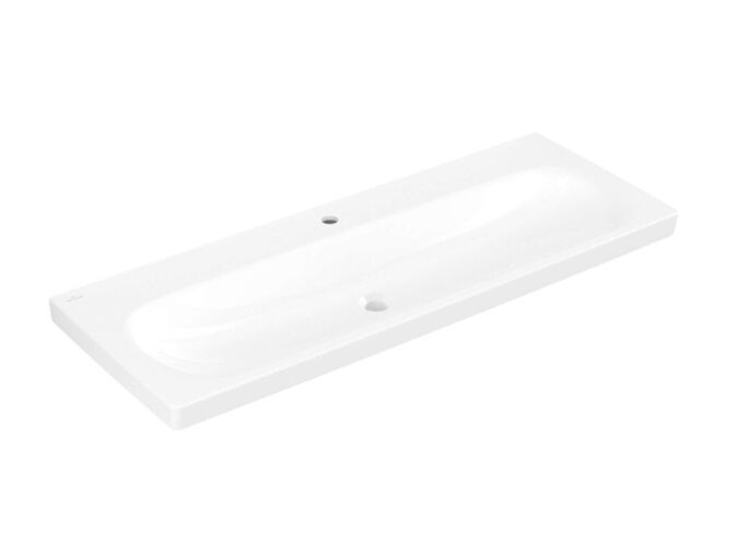Villeroy & Boch Skyla Umyvadlo 120x46 cm, bez přepadu, otvor pro baterii, CeramicPlus, Stone White