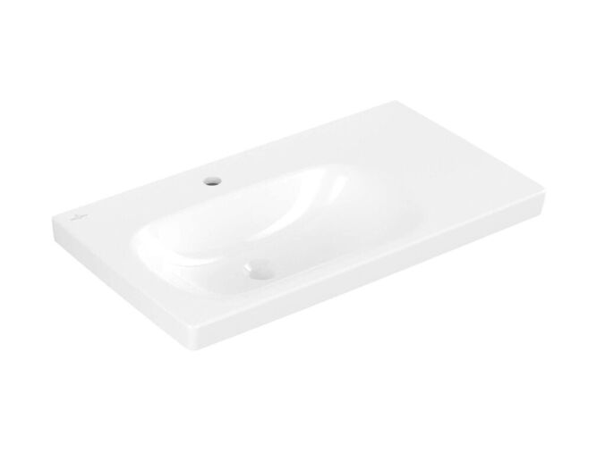 Villeroy & Boch Skyla Umyvadlo 80x46 cm, bez přepadu, otvor pro baterii, CeramicPlus, alpská bílá