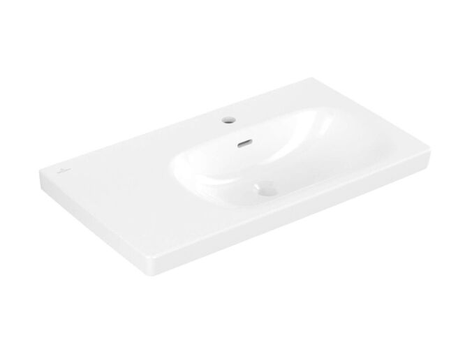 Villeroy & Boch Skyla Umyvadlo 80x46 cm, s přepadem, otvor pro baterii, CeramicPlus, alpská bílá