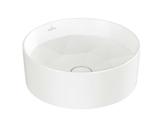 Villeroy & Boch Octagon Umyvadlo na desku, průměr 42 cm, bez přepadu, bez otvoru pro baterii, CeramicPlus, Stone White