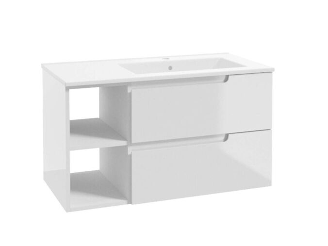 kielle Oudee Skříňka s umyvadlem 90 cm, pravá varianta, lesklá bílá