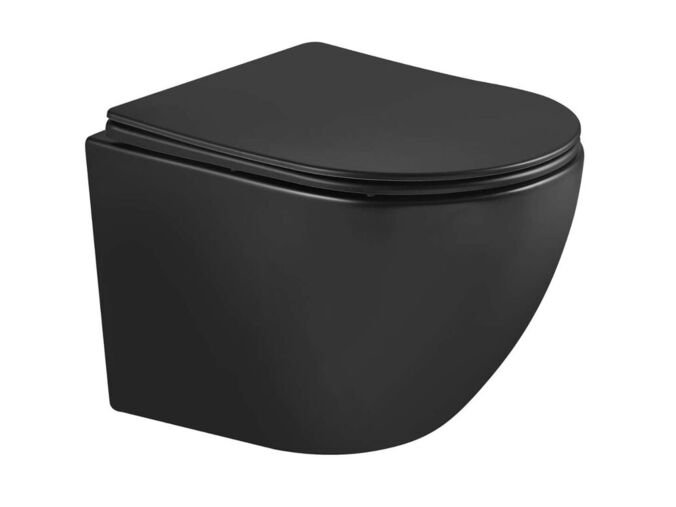 kielle Oudee Závěsné WC se sedátkem Softclose, Vortex Rimless+, matná černá