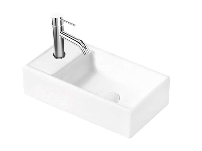 kielle Arkas I Umývátko 42x23 cm, bez přepadu, 1 otvor pro baterii vlevo, bílá