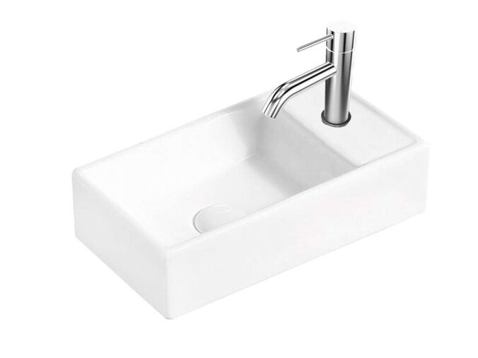 kielle Arkas I Umývátko 42x23 cm, bez přepadu, 1 otvor pro baterii vpravo, bílá