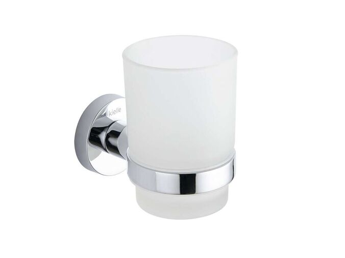 kielle Oudee Sklenka na kartáčky a pastu s držákem, matné sklo/chrom