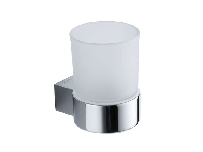 kielle Vega Sklenka na kartáčky a pastu s držákem, matné sklo/chrom