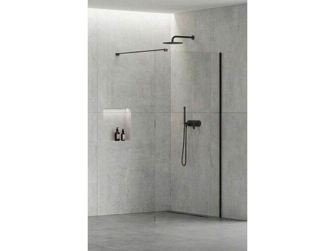 kielle Meara Sprchová stěna Walk-In 90x200 cm, matná černá/čiré sklo