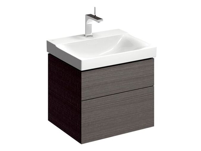 Geberit Xeno² skříňka pod umyvadlo, se dvěma zásuvkami 58x46,2x53 cm, melamin struktura dřeva, šedá scultura