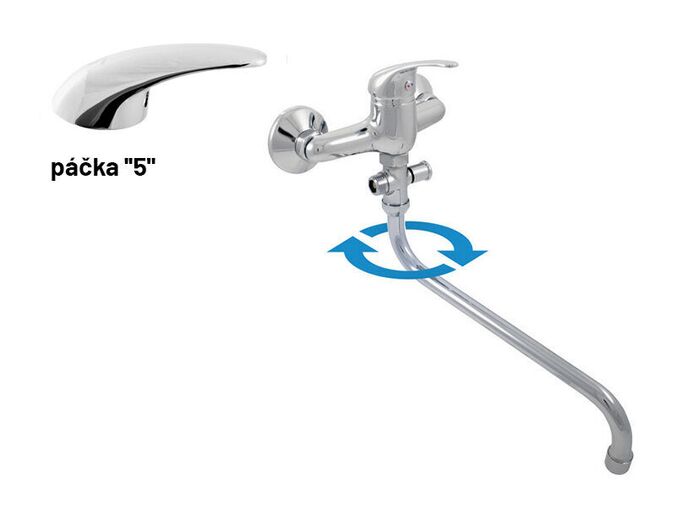 Slezák-RAV CZ Sázava baterie vanová/umyvadlová s kulatým ramínkem, rozteč 150 mm, chrom