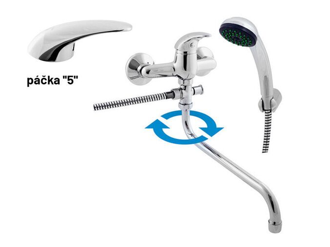 Slezák-RAV CZ Sázava baterie vanová/umyvadlová s kulatým ramínkem, se setem, rozteč 150 mm, chrom