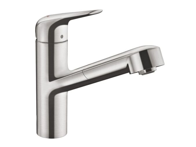 Hansgrohe Focus M42 Dřezová baterie M427-H150 s výsuvnou sprškou, vzhled nerezu