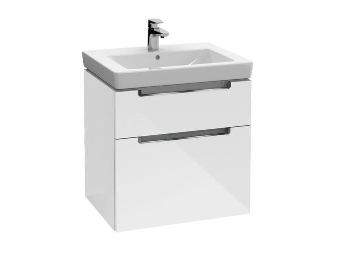 Villeroy & Boch Subway 2.0 Umyvadlová skříňka, 587x590x454 mm, 2 zásuvky, Glosy White