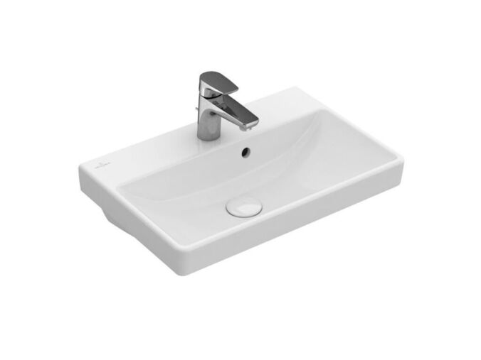 Villeroy & Boch Avento Umyvadlo Compact 550x370 mm, s přepadem, otvor pro baterii, CeramicPlus, Stone White