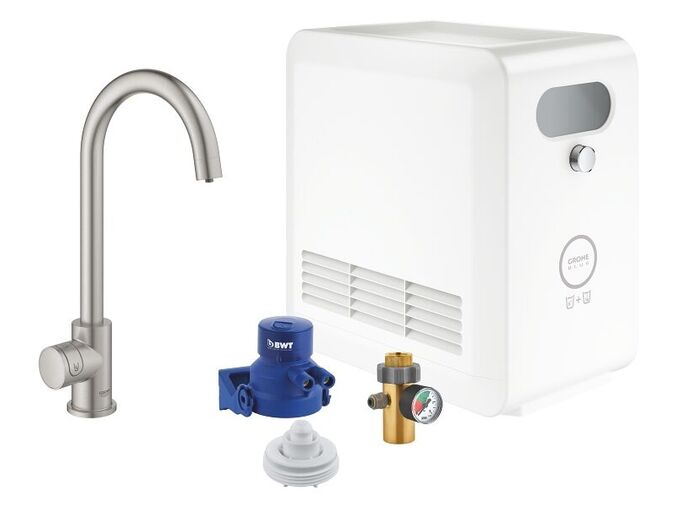 Grohe Blue Professional Dřezový ventil Mono s chladicím zařízením a filtrací, supersteel