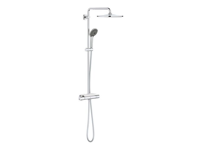 Grohe Vitalio Joy Sprchový set 310 s termostatem na zeď a poličkou, 3 proudy, chrom