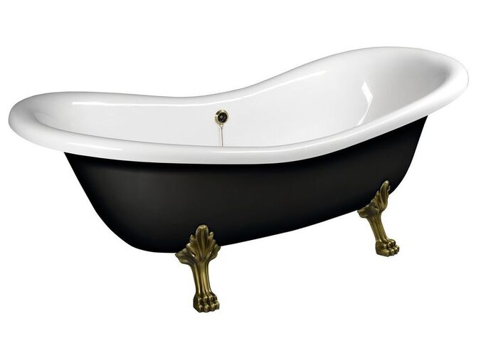 Polysan CHARLESTON volně stojící vana 188x83x69cm, nohy bronz, černá/bílá