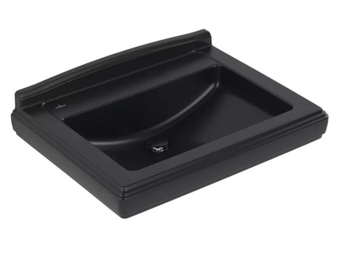 Villeroy & Boch Hommage Umyvadlo 75x58 cm, s přepadem, 3 otvory pro baterii, CeramicPlus, Pure Black