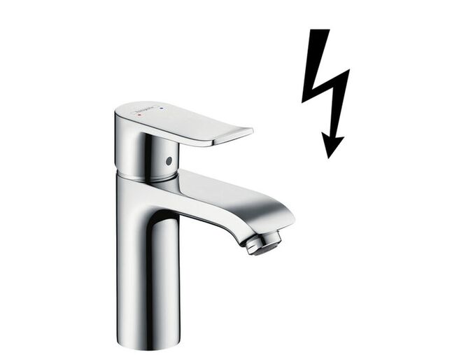 Hansgrohe Metris Páková umyvadlová baterie 110 s odtokovou soupravou s táhlem pro beztlakové ohřívače vody, chrom