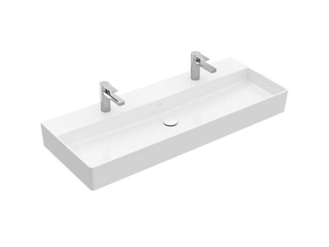 Villeroy & Boch Memento 2.0 Dvojumyvadlo nábytkové 1200x470 mm, bez přepadu, 2 otvory pro baterii, alpská bílá