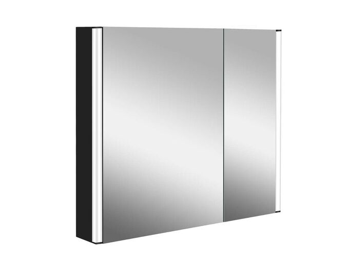kielle Arkas I Zrcadlová skříňka s LED osvětlením, vyhříváním a USB portem, 80x70x13 cm, matná černá