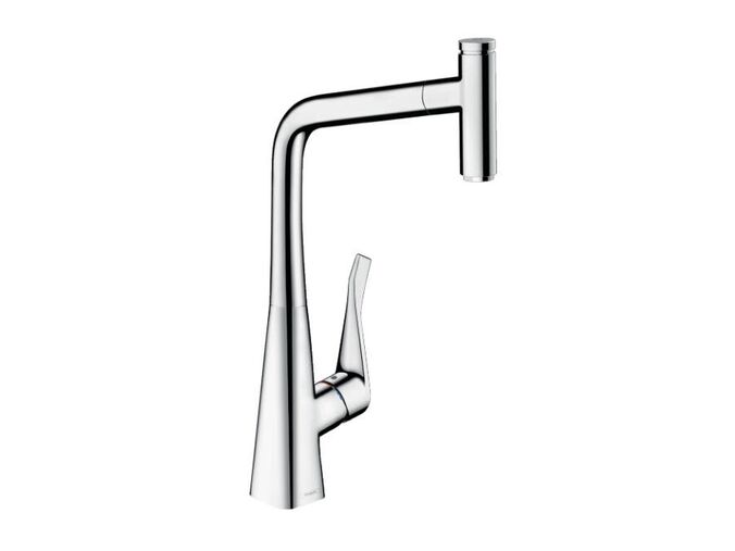 Hansgrohe Metris M71 Dřezová baterie Metris Select s výsuvnou koncovkou, sBox, EcoSmart, chrom