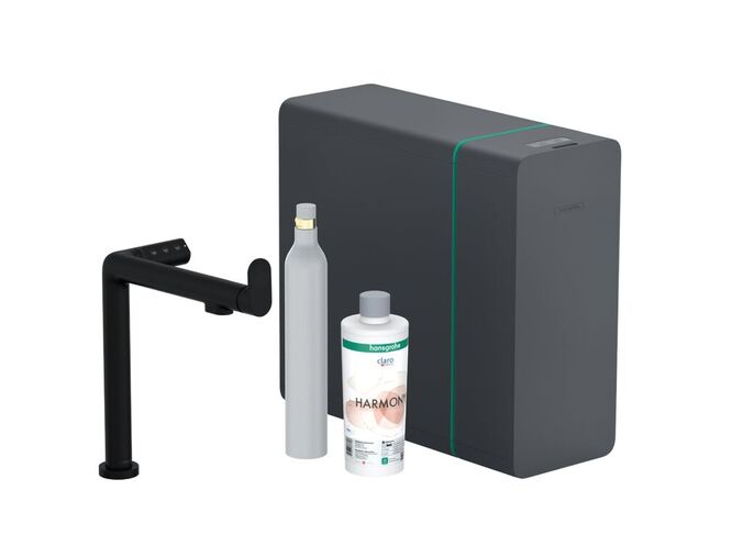 Hansgrohe Aqittura M91 Dřezová baterie, SodaSystem, sBox, matná černá