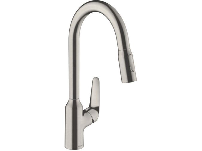 Hansgrohe Focus M42 Dřezová baterie M4216-H220 s výsuvnou sprškou, vzhled nerezu